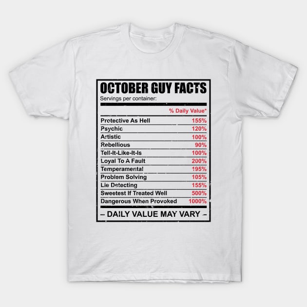 October Guy Facts' Birthday T-Shirt by ourwackyhome